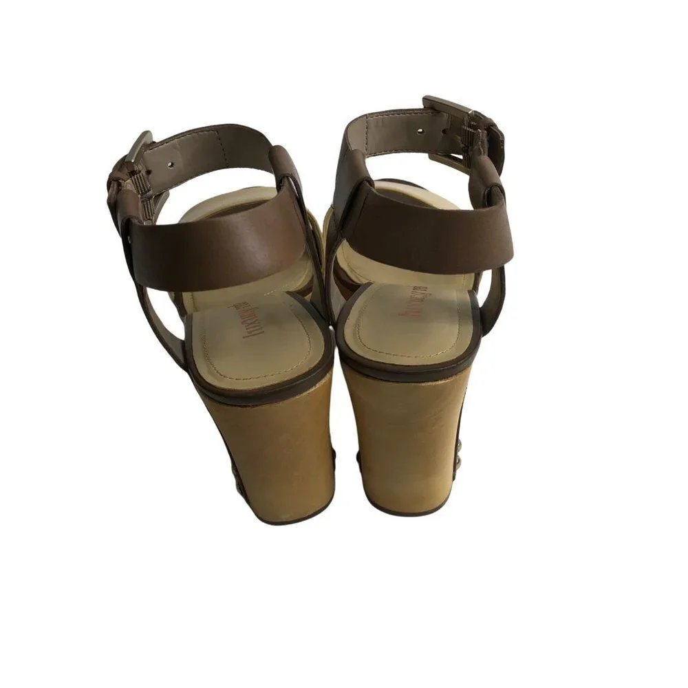 Luxury Rebel Women's Fern Wood Platfrom Ankle Strap  sz‎ 38.5M  US 8M